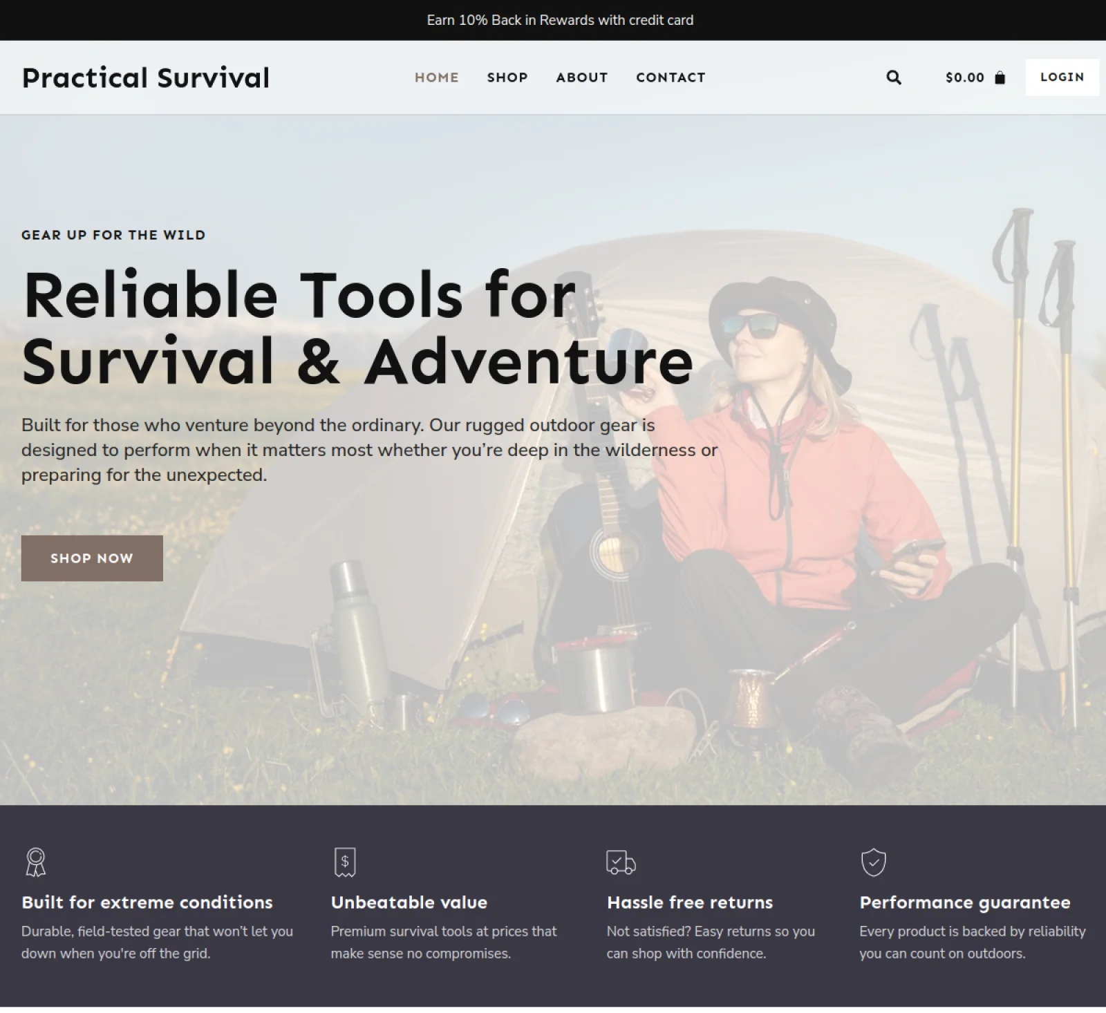 Practical Survival WooCommerce storefront