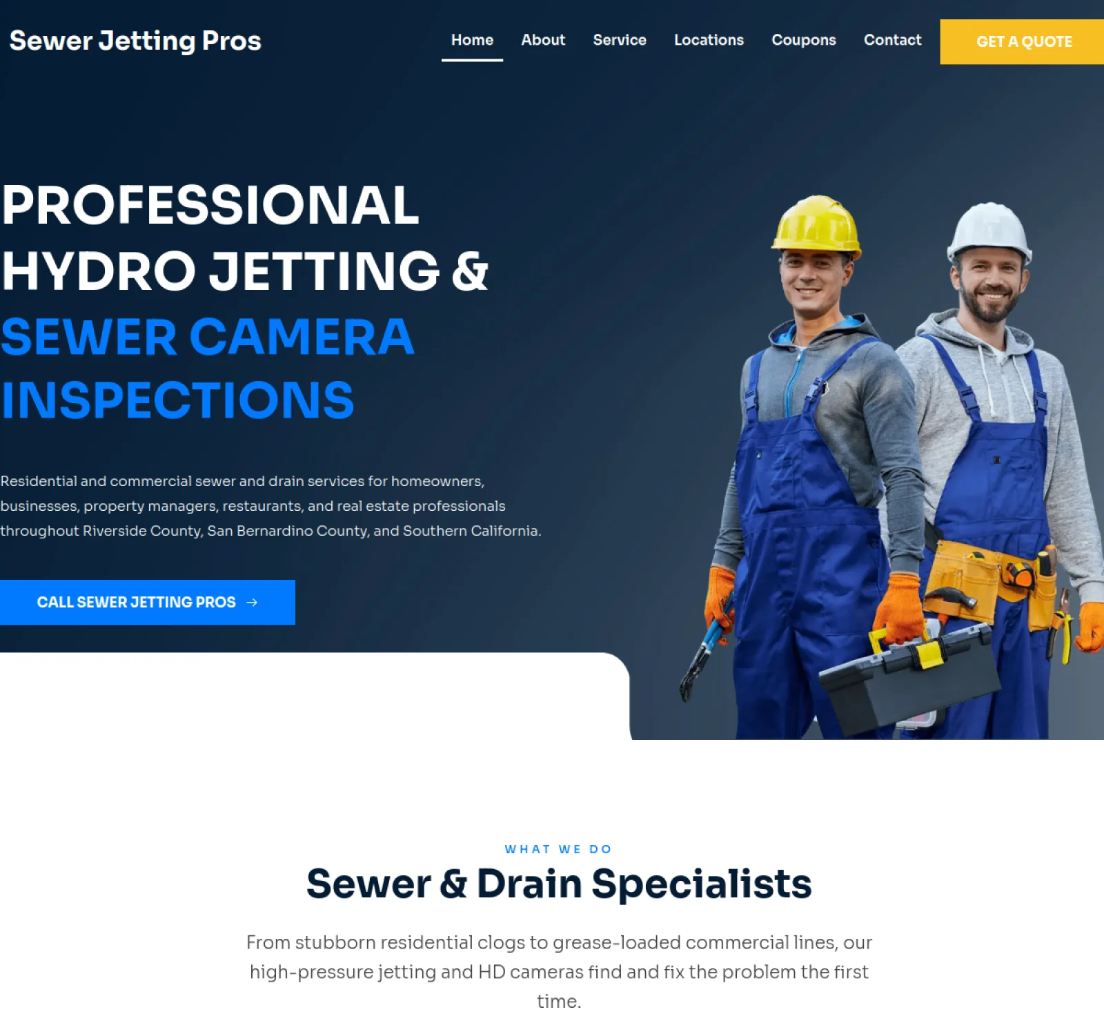 SewerJettingPros website homepage