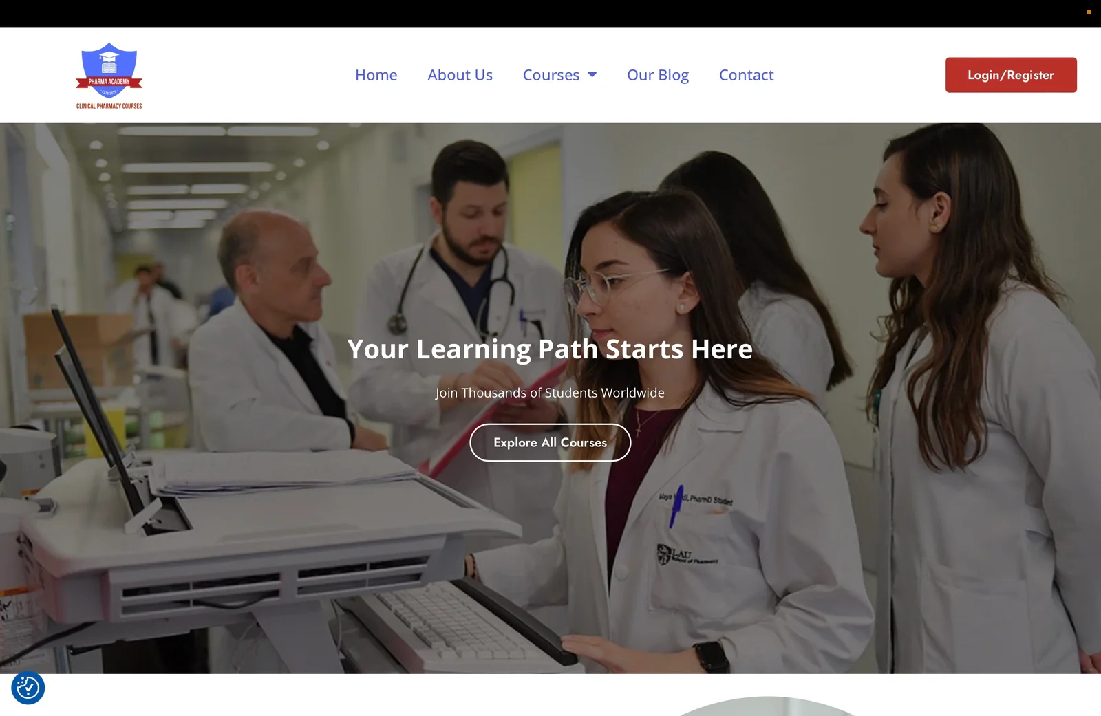 Clinical Pharmacy Courses website homepage